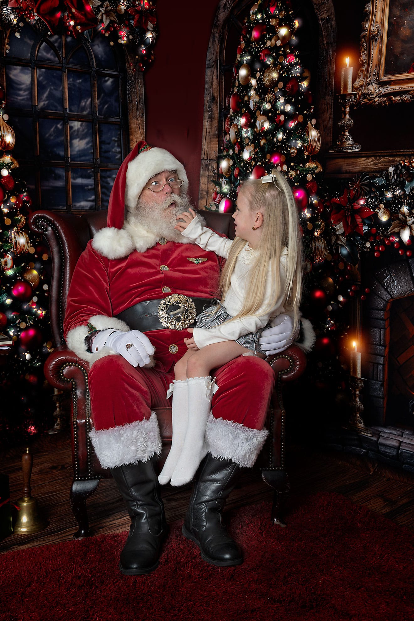 beard pulling santa