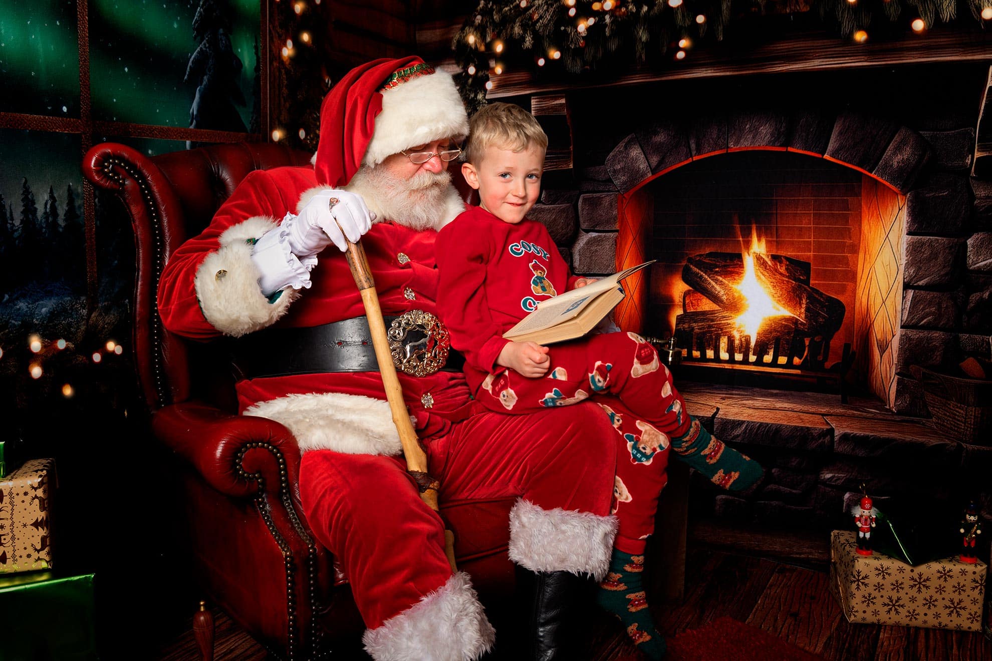 santa reading a book