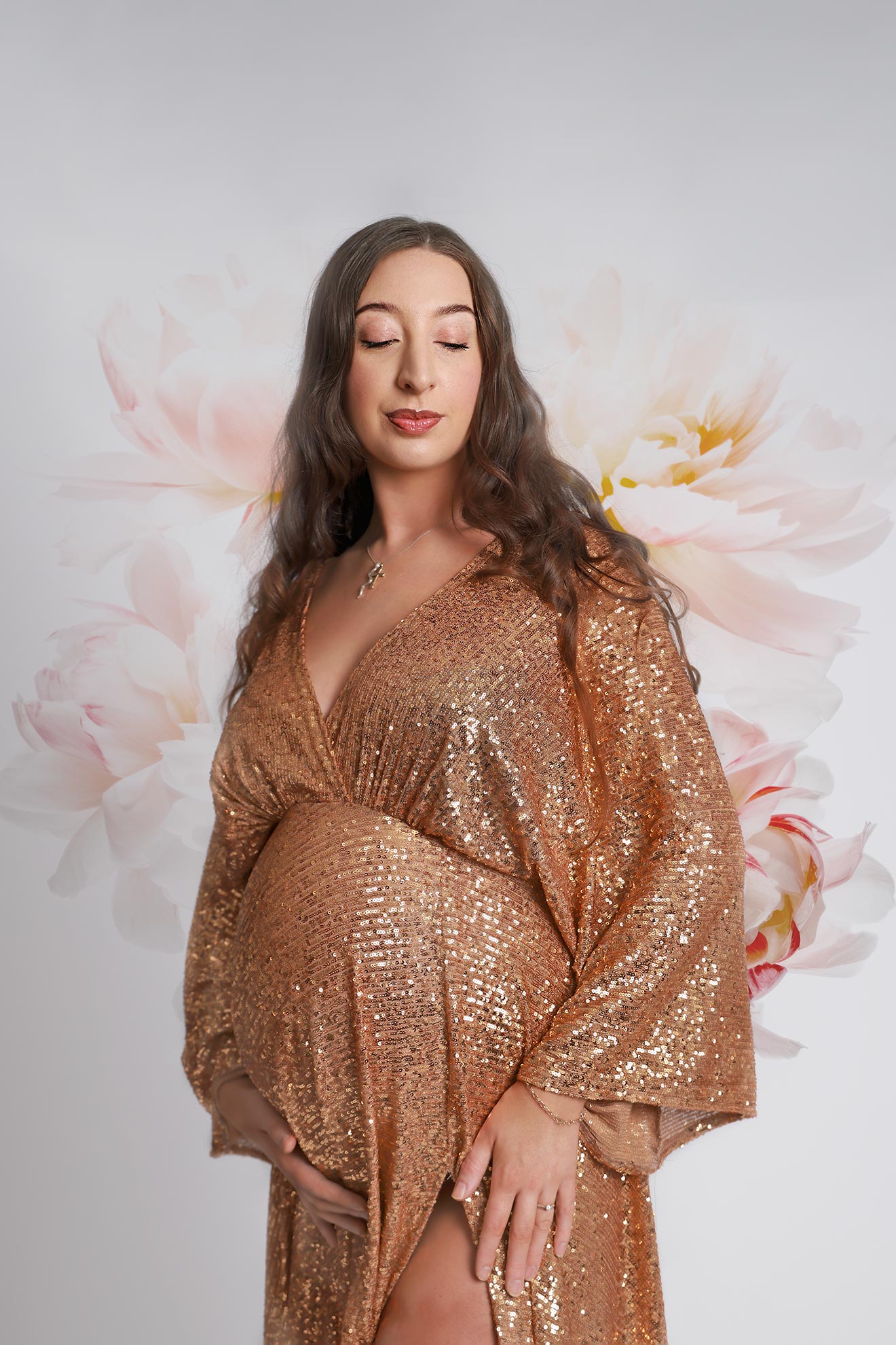 glitter dress for maternity shoot in Leeds
